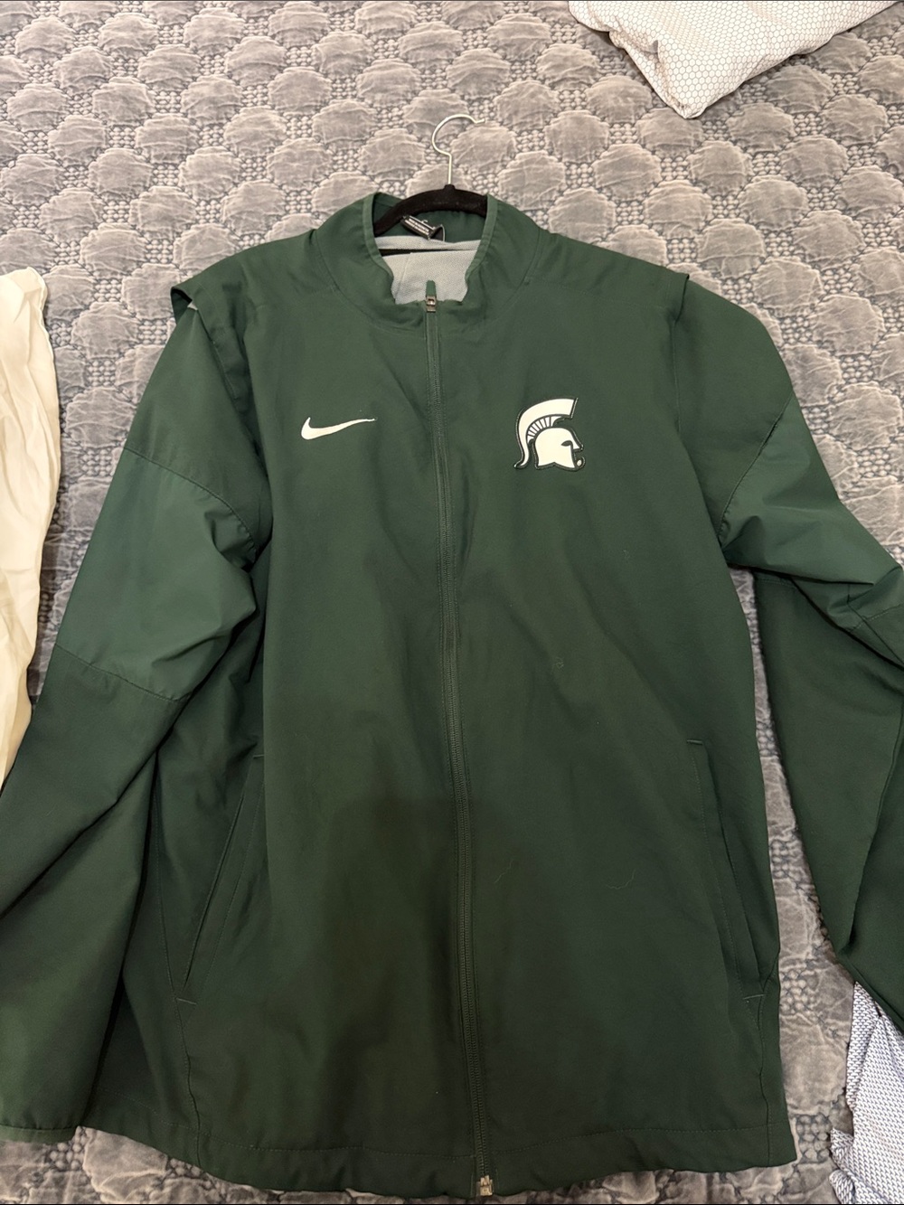 Nike Dark Green Full-Zip Team Jacket with Spartan Logo - Large